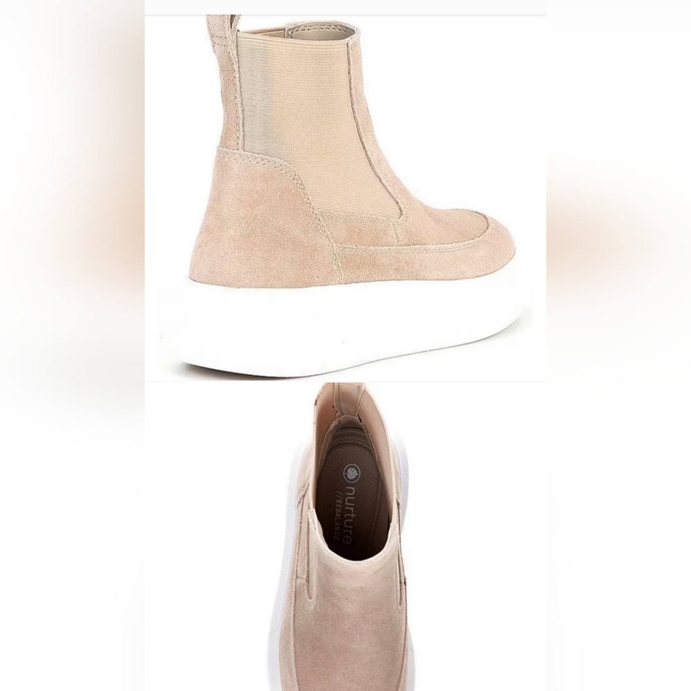 Etna Nurture Suede leather slip-on rebalance beige chunky sole boots NEW 8 9 9.5 - Picture 3 of 6